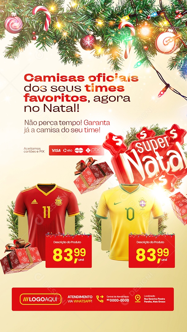 Story Camisas de Times Super Natal Camisas Oficiais dos Seus Times Favoritos Social Media PSD Editável