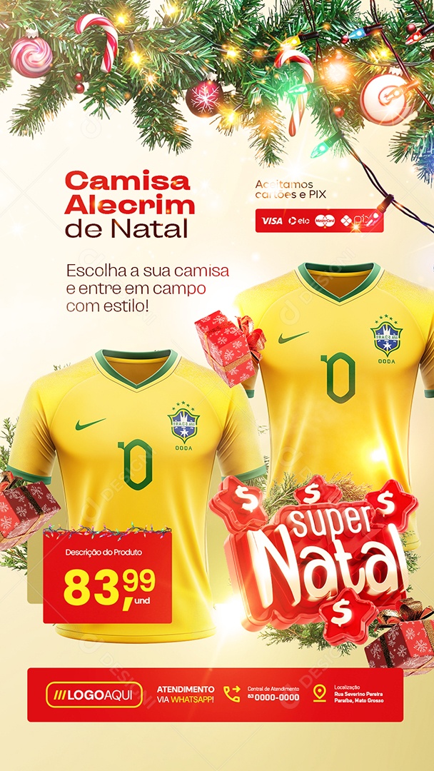 Story Camisas de Times Super Natal Camisa Alecrim de Natal Social Media PSD Editável