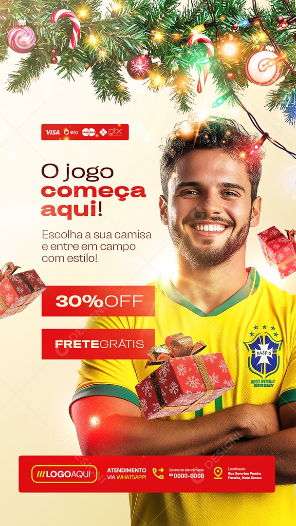 Story Camisas de Times Super Natal O Jogo Começa Aqui Social Media PSD Editável