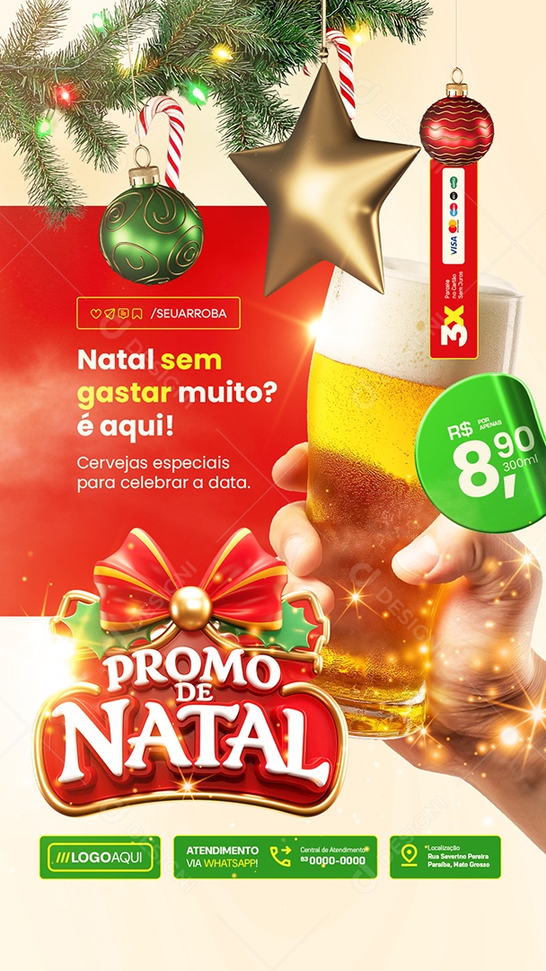 Story Cervejaria Promo De Natal Cervejas Especiais para Celebrar Social Media PSD Editável