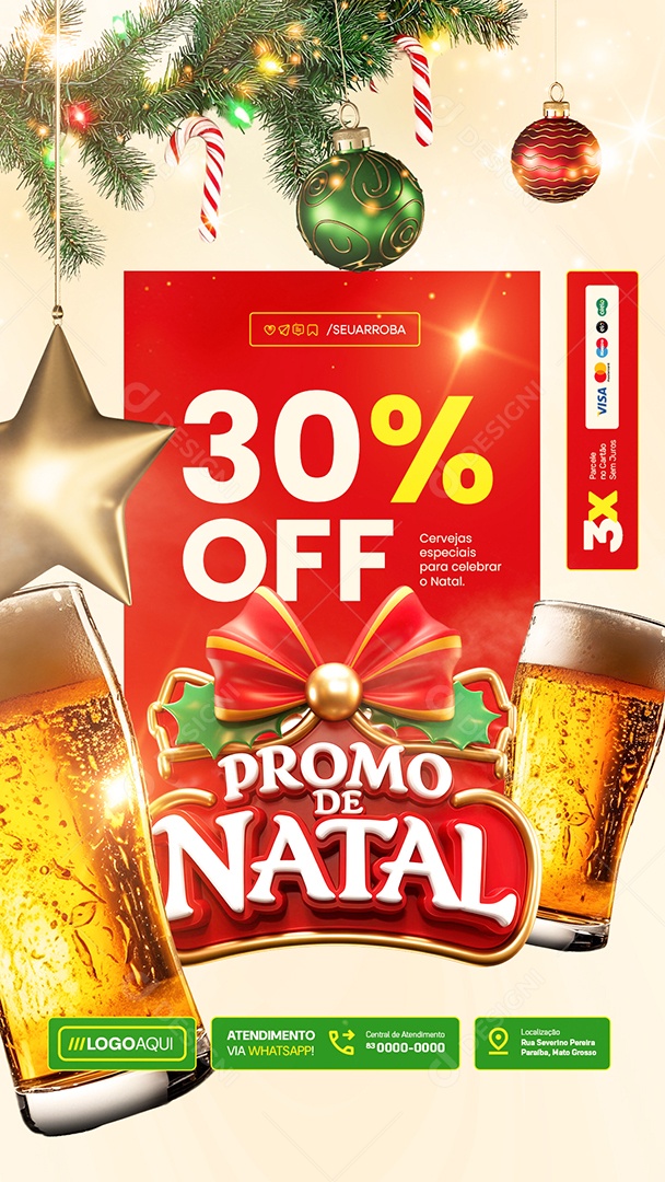 Story Cervejaria Promo De Natal Cervejas Especiais 30% Off Social Media PSD Editável