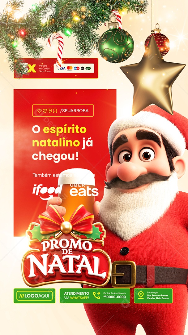 Story Cervejaria Promo De Natal O Espírito Natalino Já Chegou Social Media PSD Editável