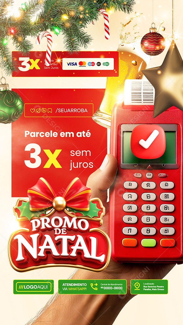 Story Cervejaria Promo De Natal Parcele em Até 3x Social Media PSD Editável
