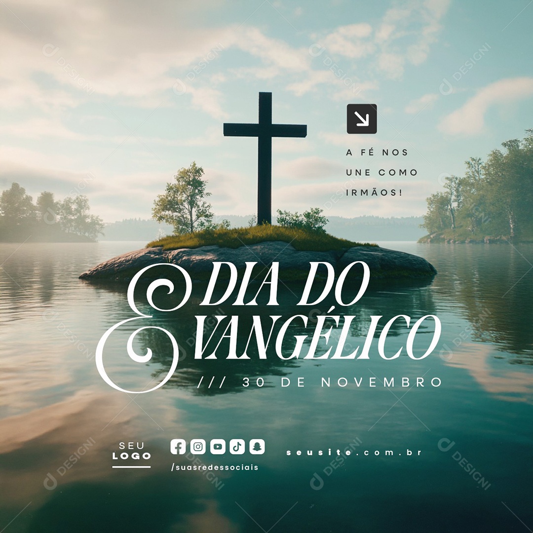 Social Media Dia do Evangélico 30 de Novembro PSD Editável