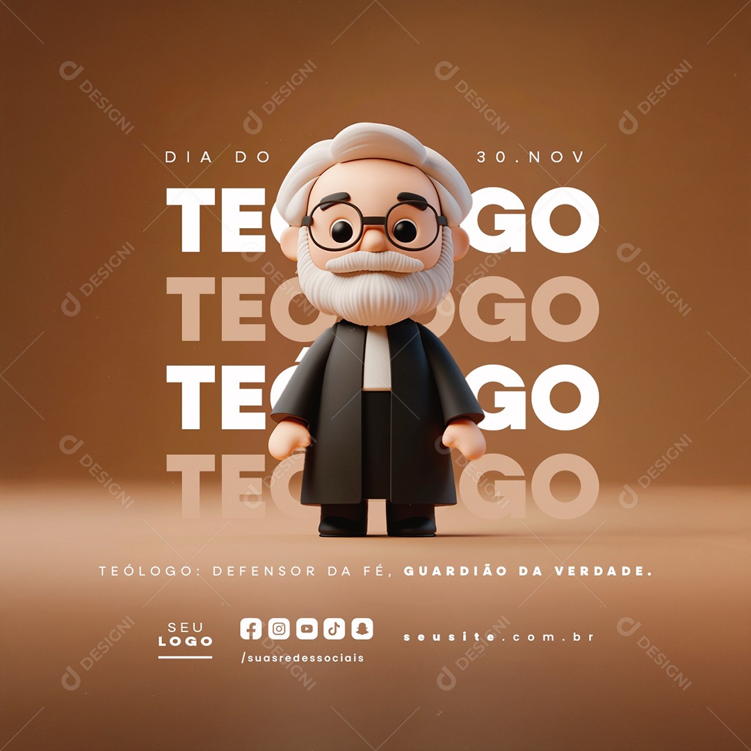 Social Media Dia do Teólogo 30 de Novembro PSD Editável