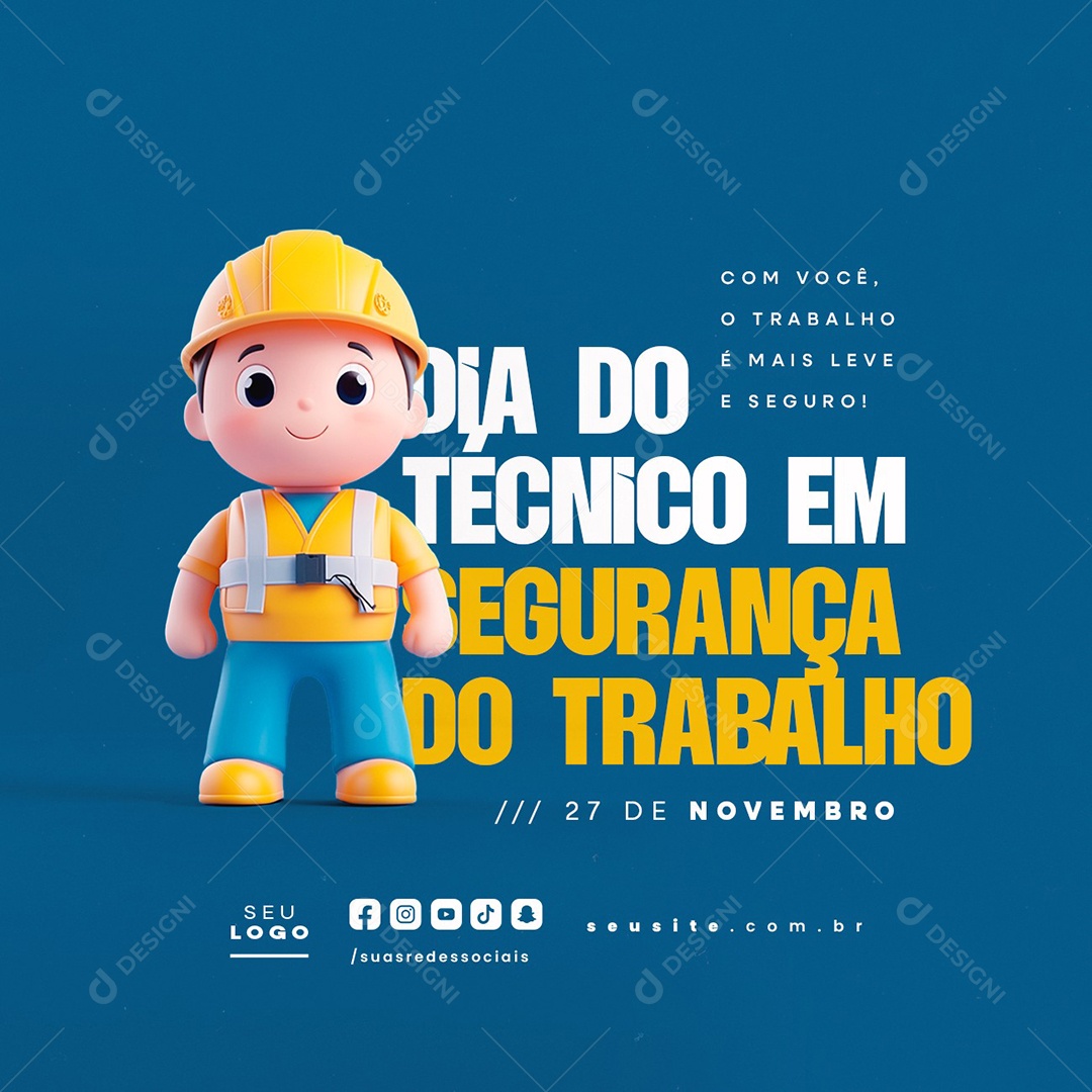 Dia do Técnico em Segurança do Trabalho 27 de Novembro Social Media PSD Editável
