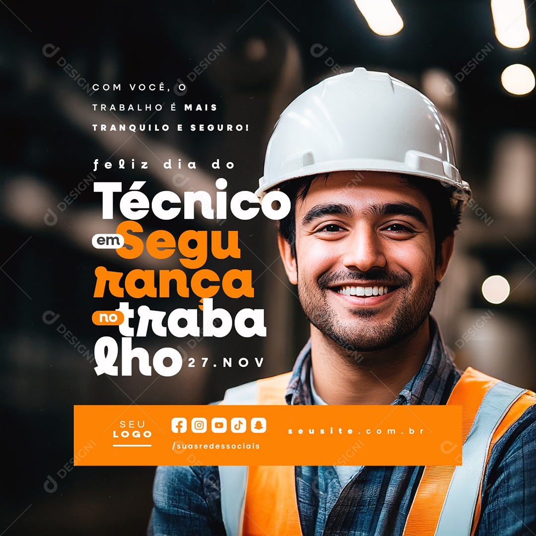 Dia do Técnico em Segurança no Trabalho 27 de Novembro Social Media PSD Editável