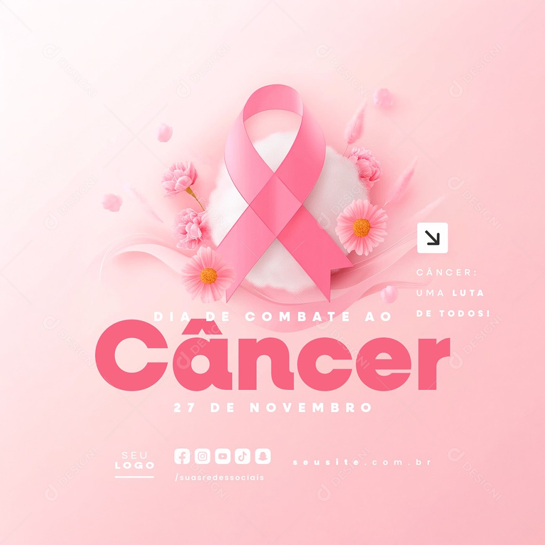Dia de Combate ao Câncer 27 de Novembro Social Media PSD Editável