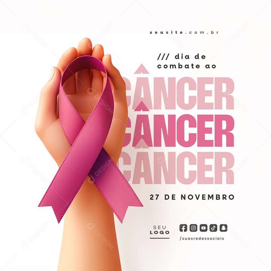 Dia de Combate ao Câncer 27 de Novembro Social Media PSD Editável
