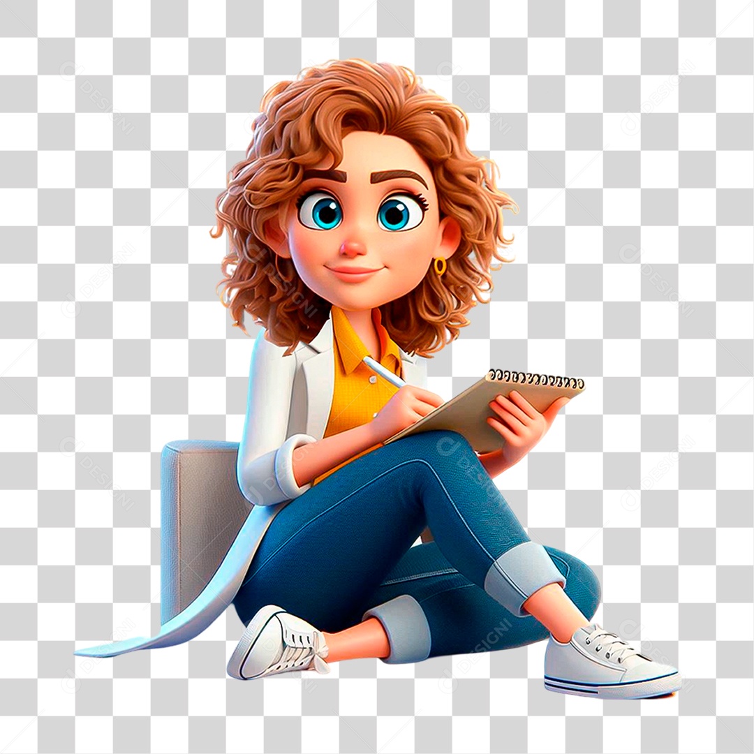 Personagem 3D Nutricionista de Braços Cruzados PNG Transparente