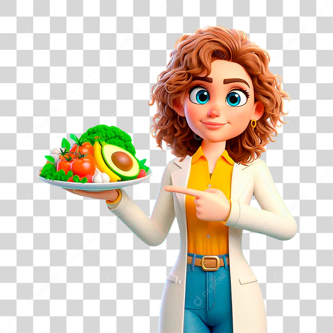 Personagem 3D Nutricionista PNG Transparente