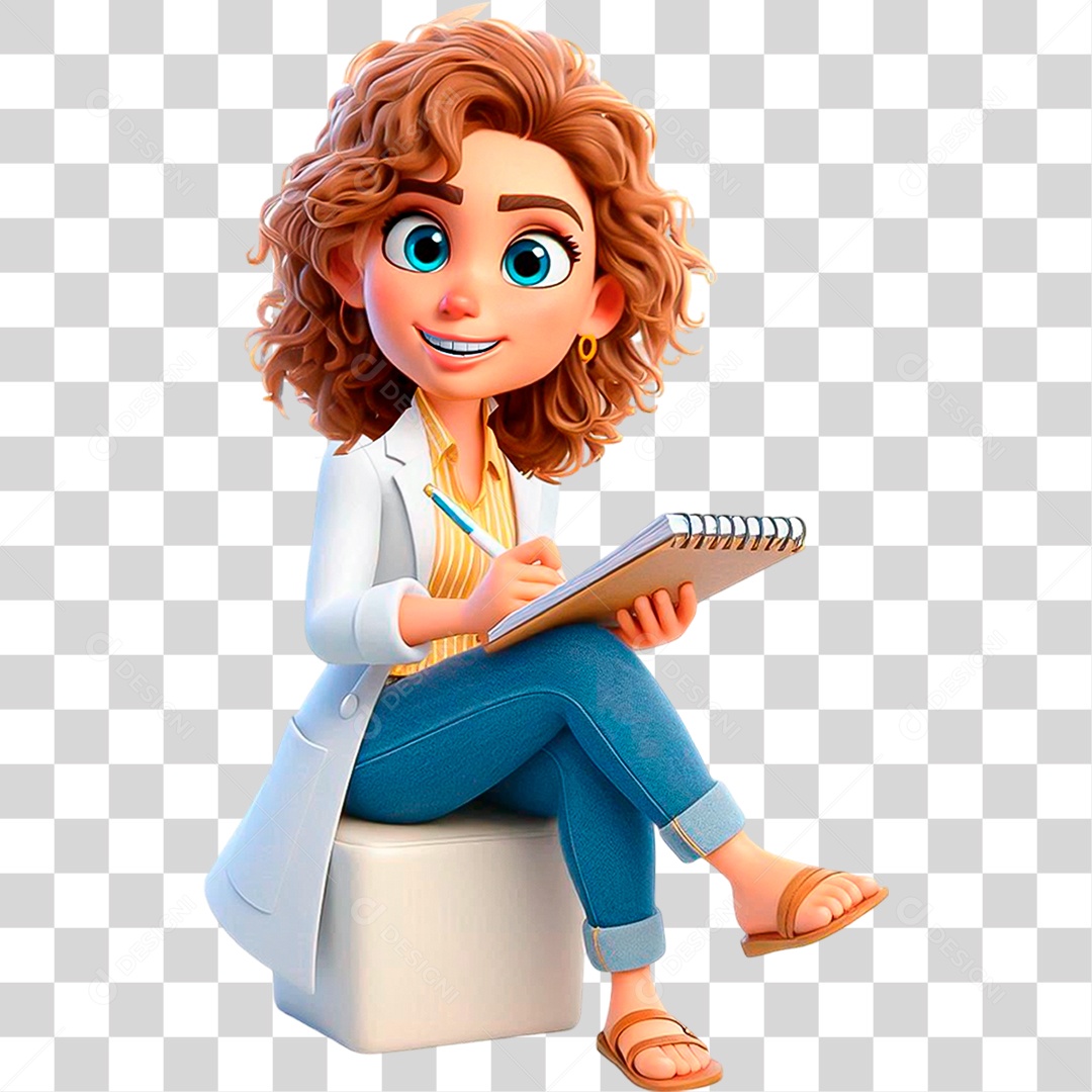 Personagem 3D Nutricionista PNG Transparente