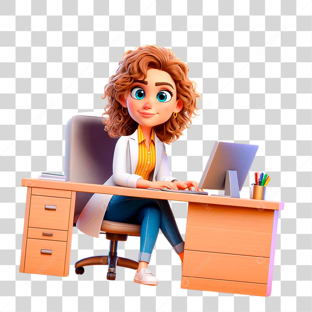 Personagem 3D Nutricionista PNG Transparente