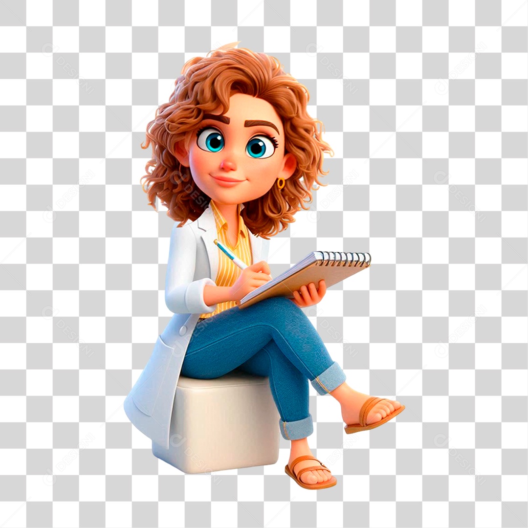 Personagem 3D Nutricionista PNG Transparente