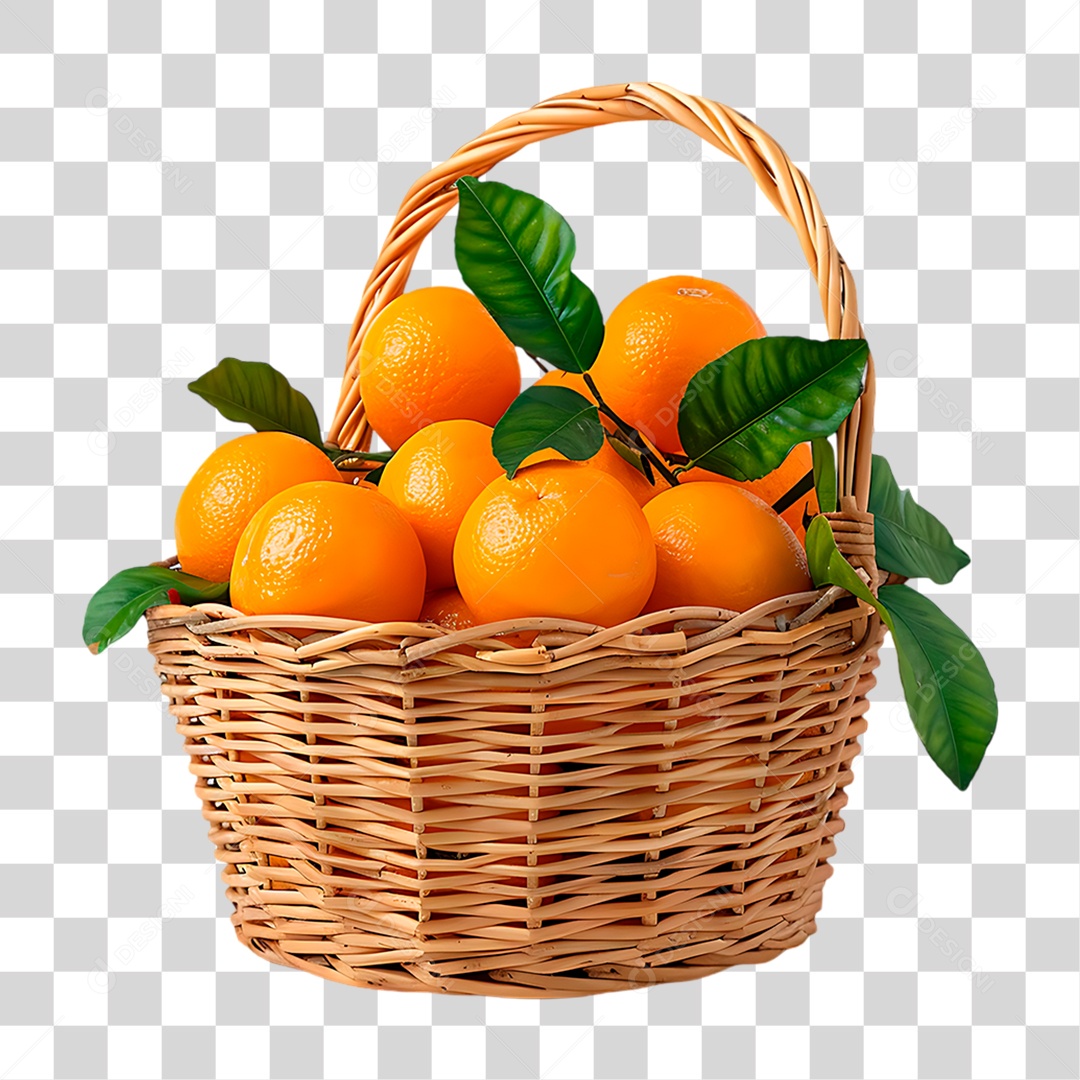 Cesta Cheia de Laranja PNG Transparente