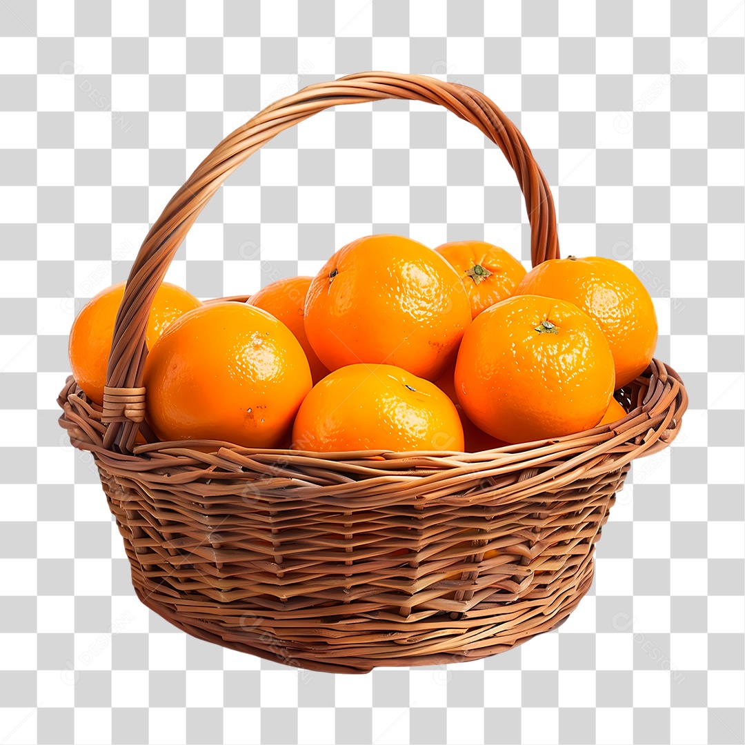 Cesta Cheia de Laranja PNG Transparente