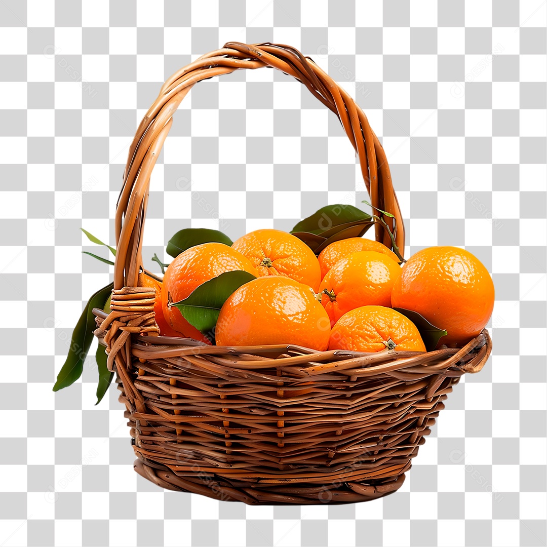 Cesta Cheia de Laranja PNG Transparente