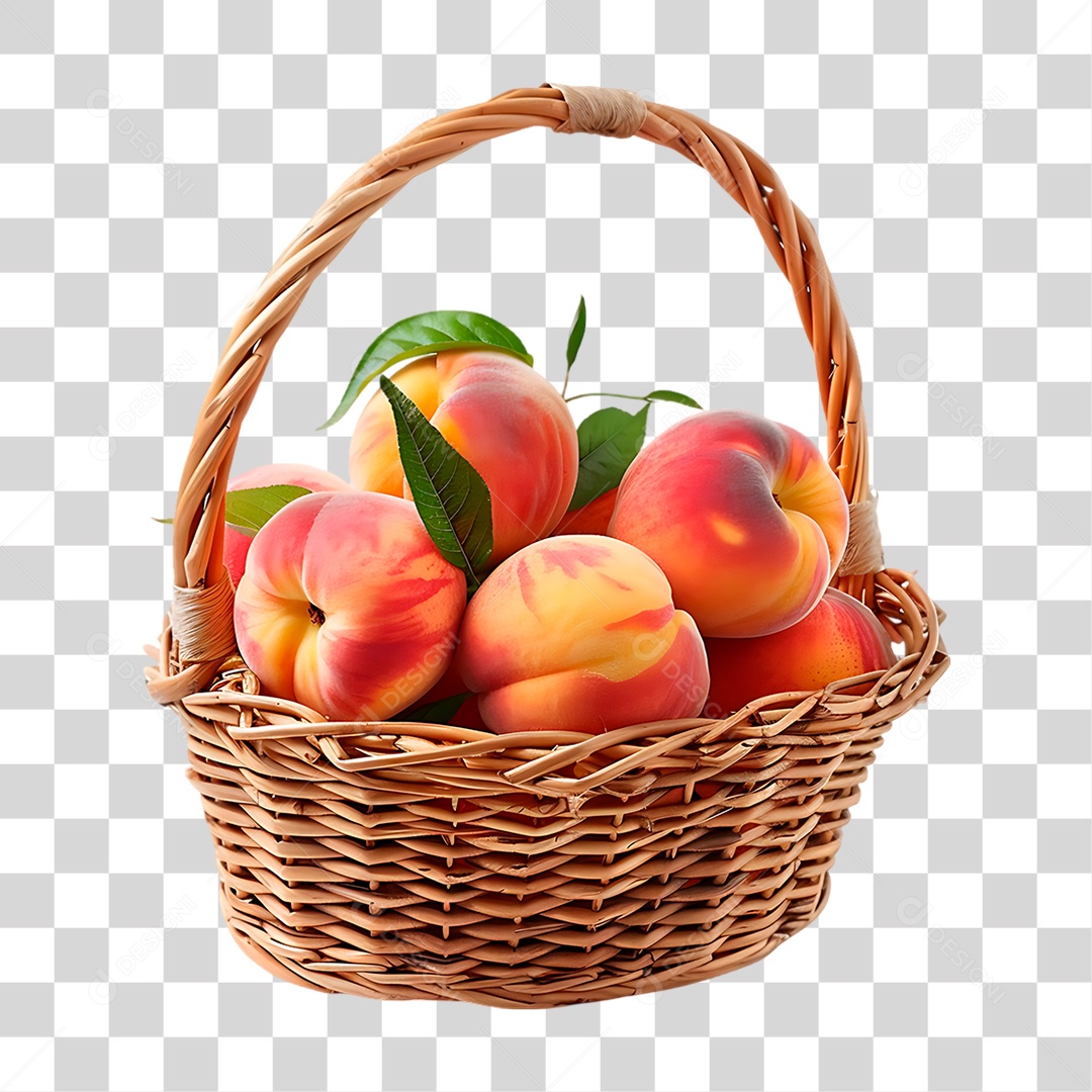 Cesta Cheia de Maçãs PNG Transparente