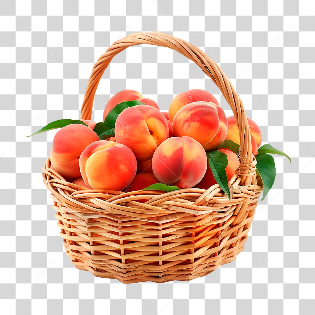 Cesta Cheia de Maçãs PNG Transparente