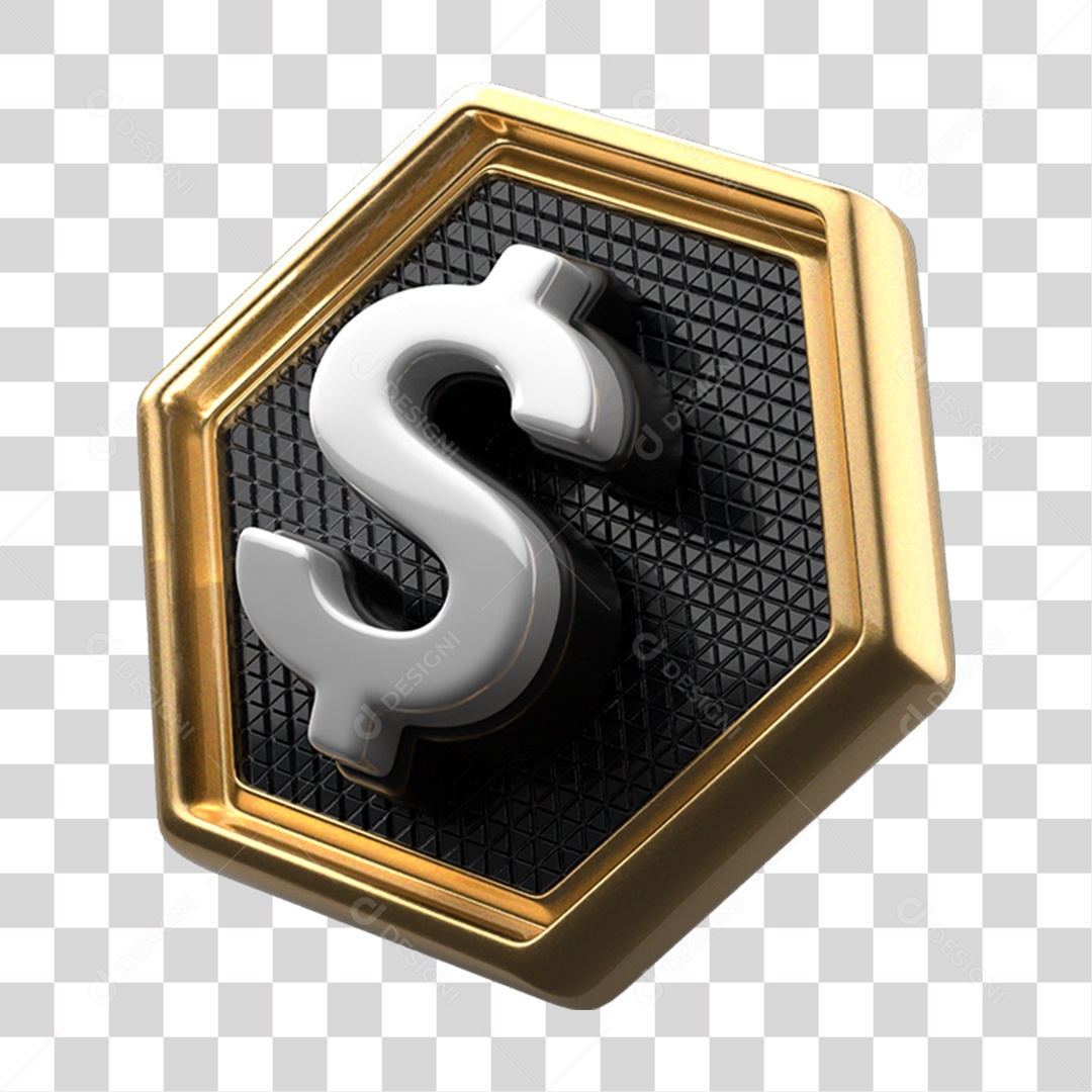 Placa de Metal com Símbolo Cifrão PNG Transparente