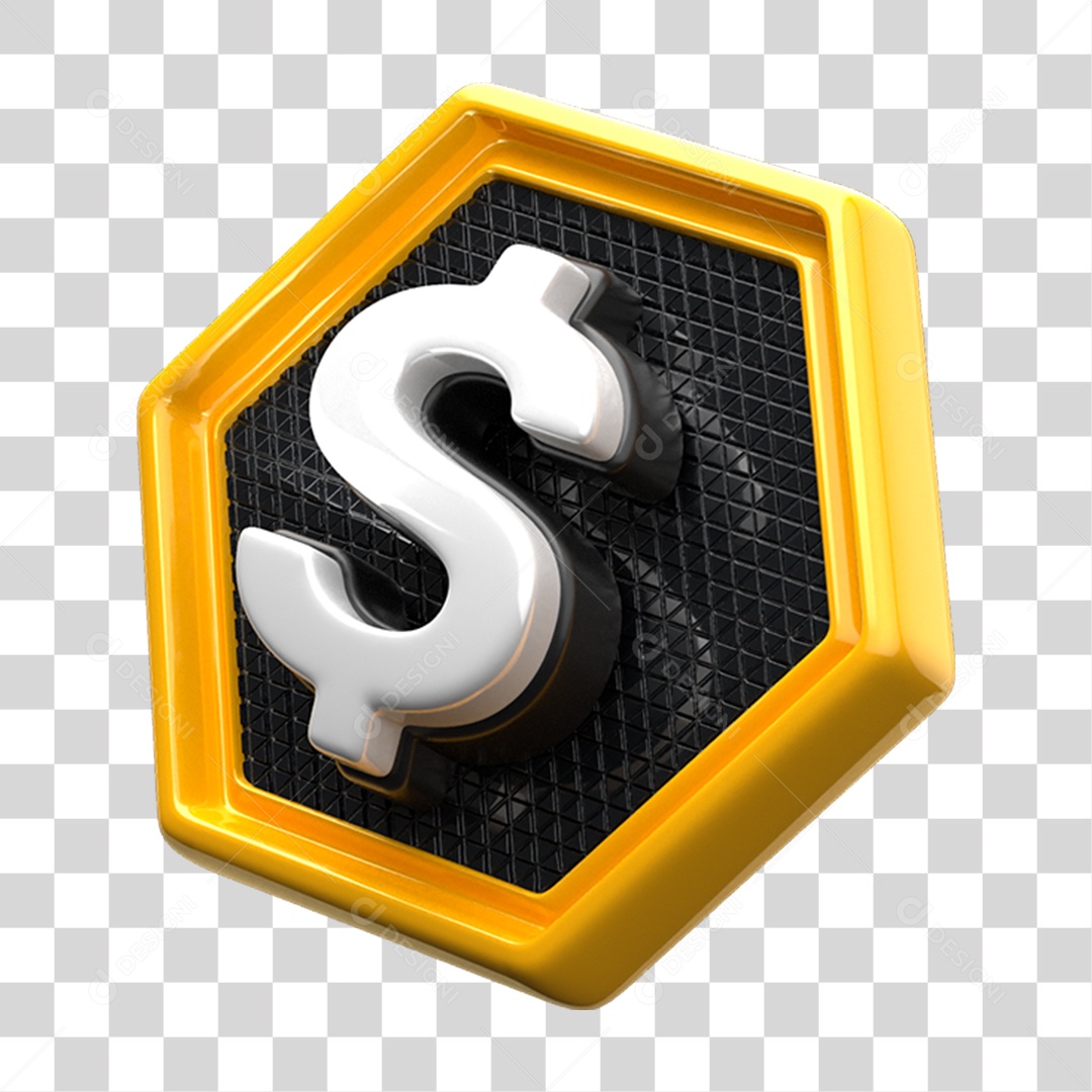 Placa de Metal com Símbolo Cifrão PNG Transparente