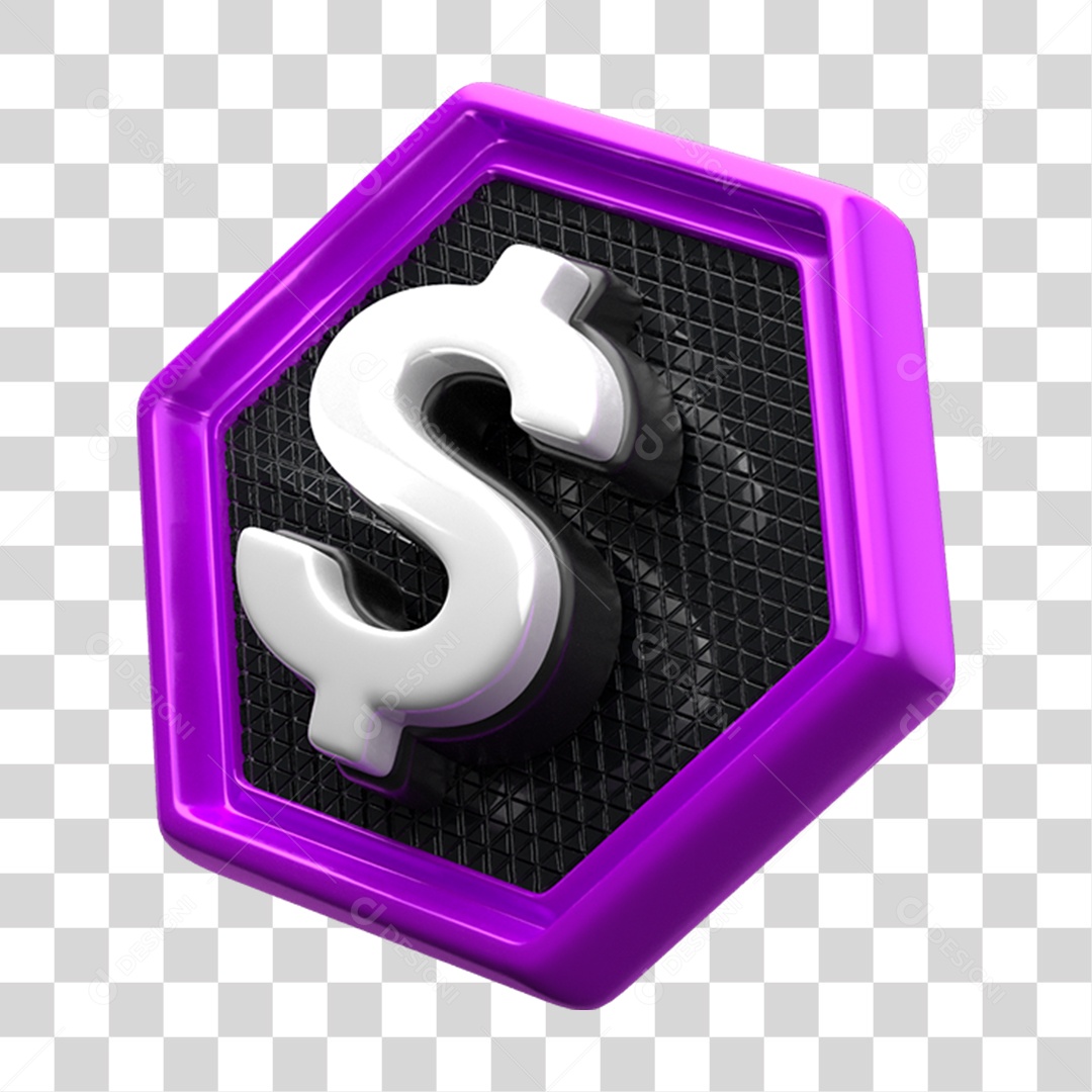 Placa de Metal com Símbolo Cifrão PNG Transparente