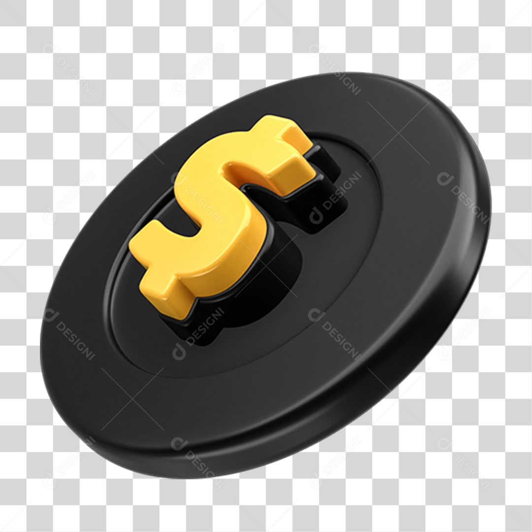 Placa de Metal com Símbolo Cifrão PNG Transparente