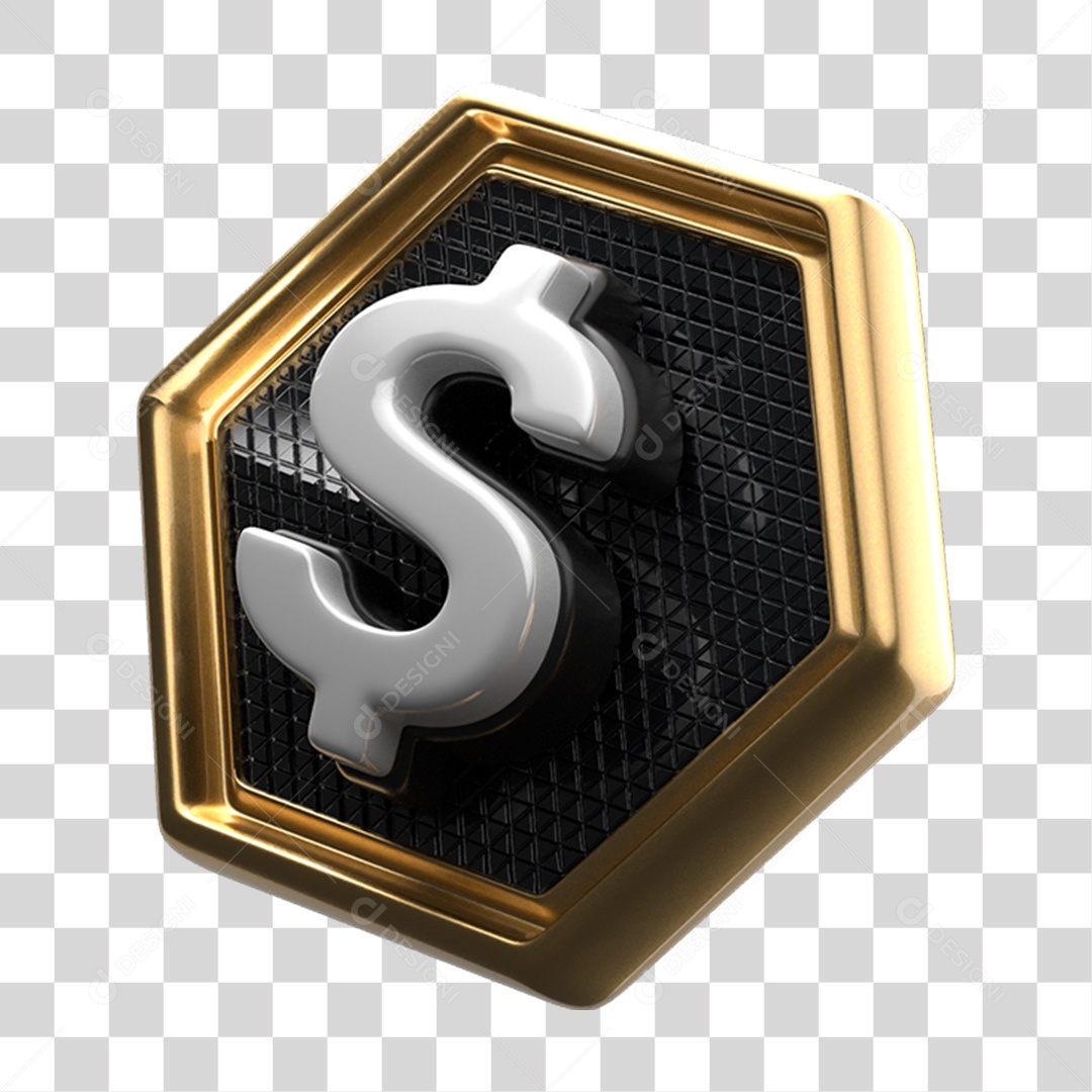 Placa de Metal com Símbolo Cifrão PNG Transparente