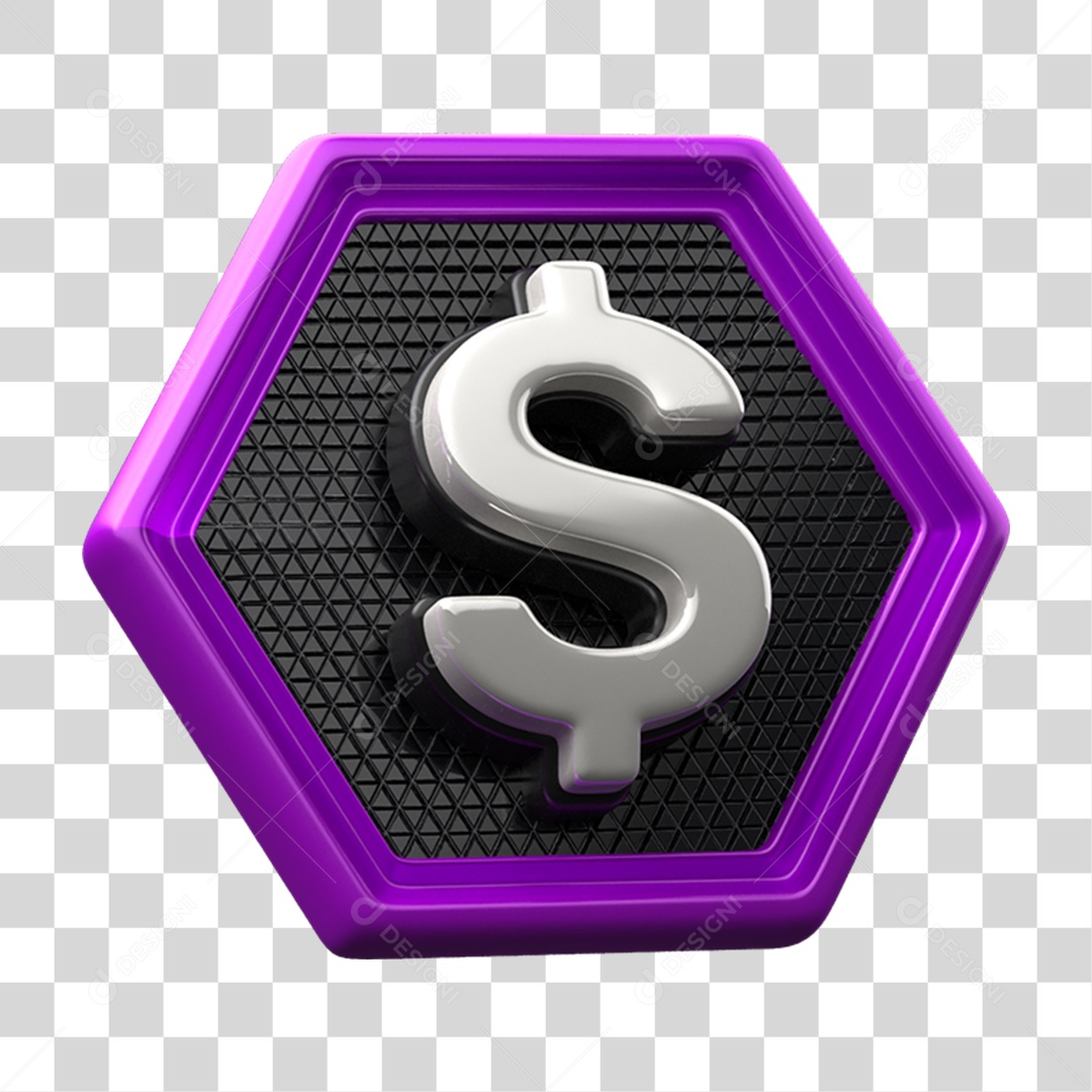 Placa de Metal com Símbolo Cifrão PNG Transparente