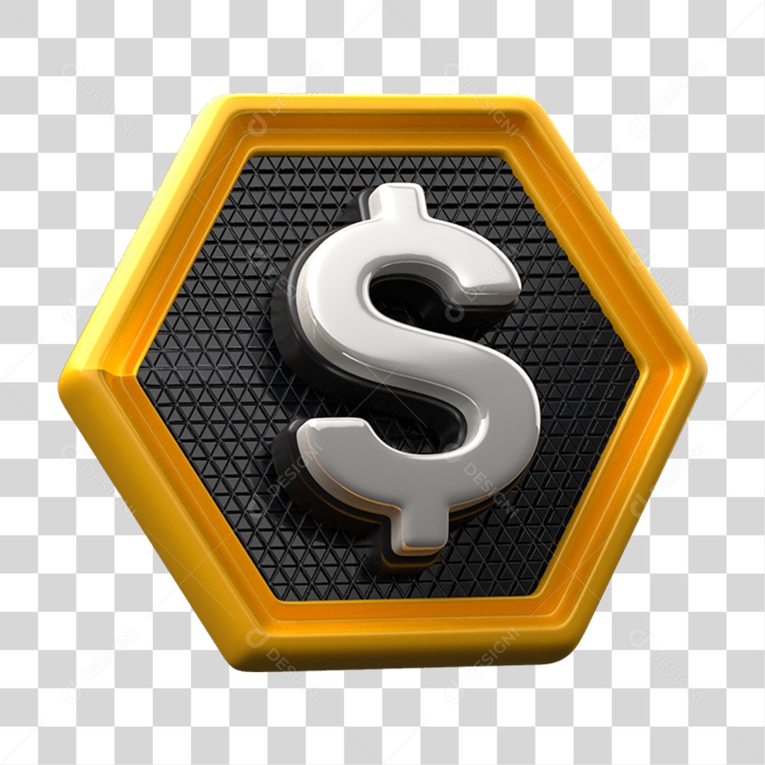 Placa de Metal com Símbolo Cifrão PNG Transparente