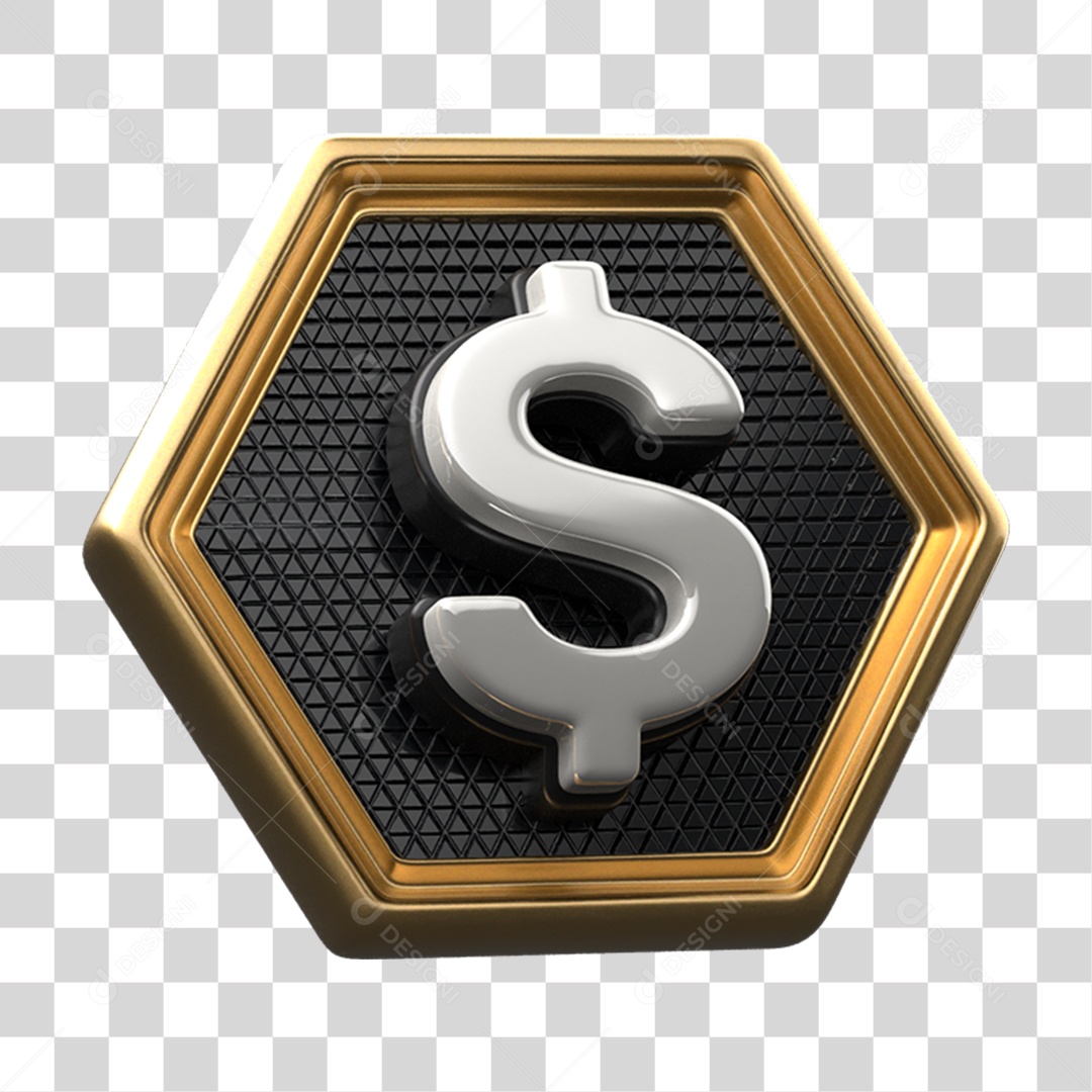 Placa de Metal com Símbolo Cifrão PNG Transparente