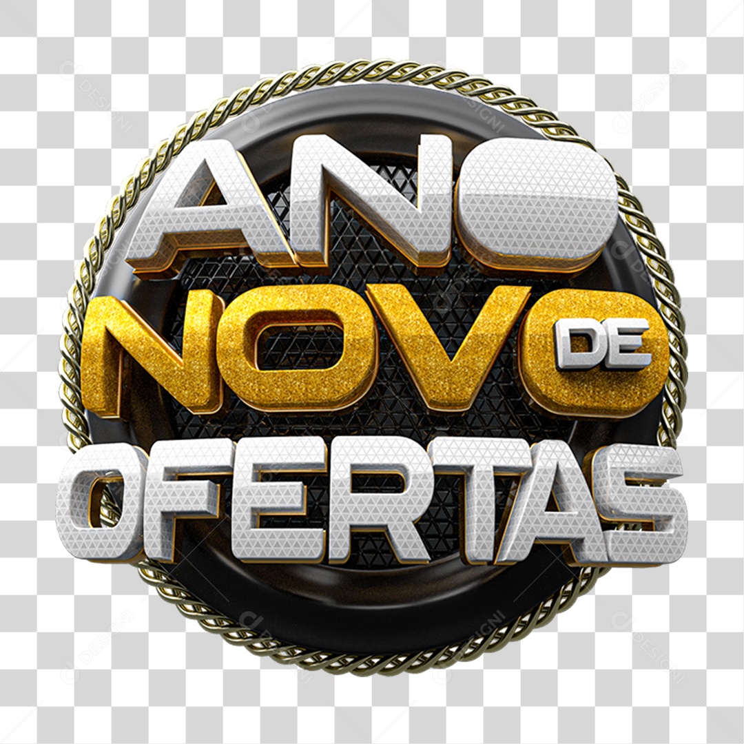 Selo 3D Ano Novo de Ofertas PNG Transparente