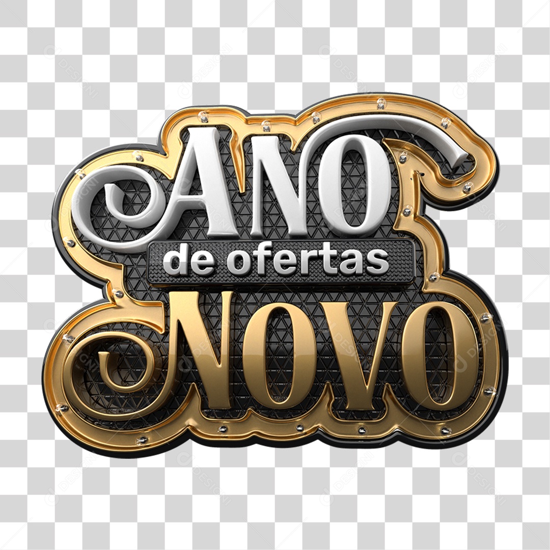 Selo 3D Ano Novo de Ofertas PNG Transparente