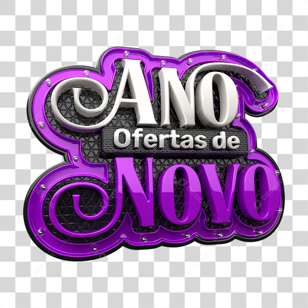 Selo 3D Ano Novo de Ofertas PNG Transparente