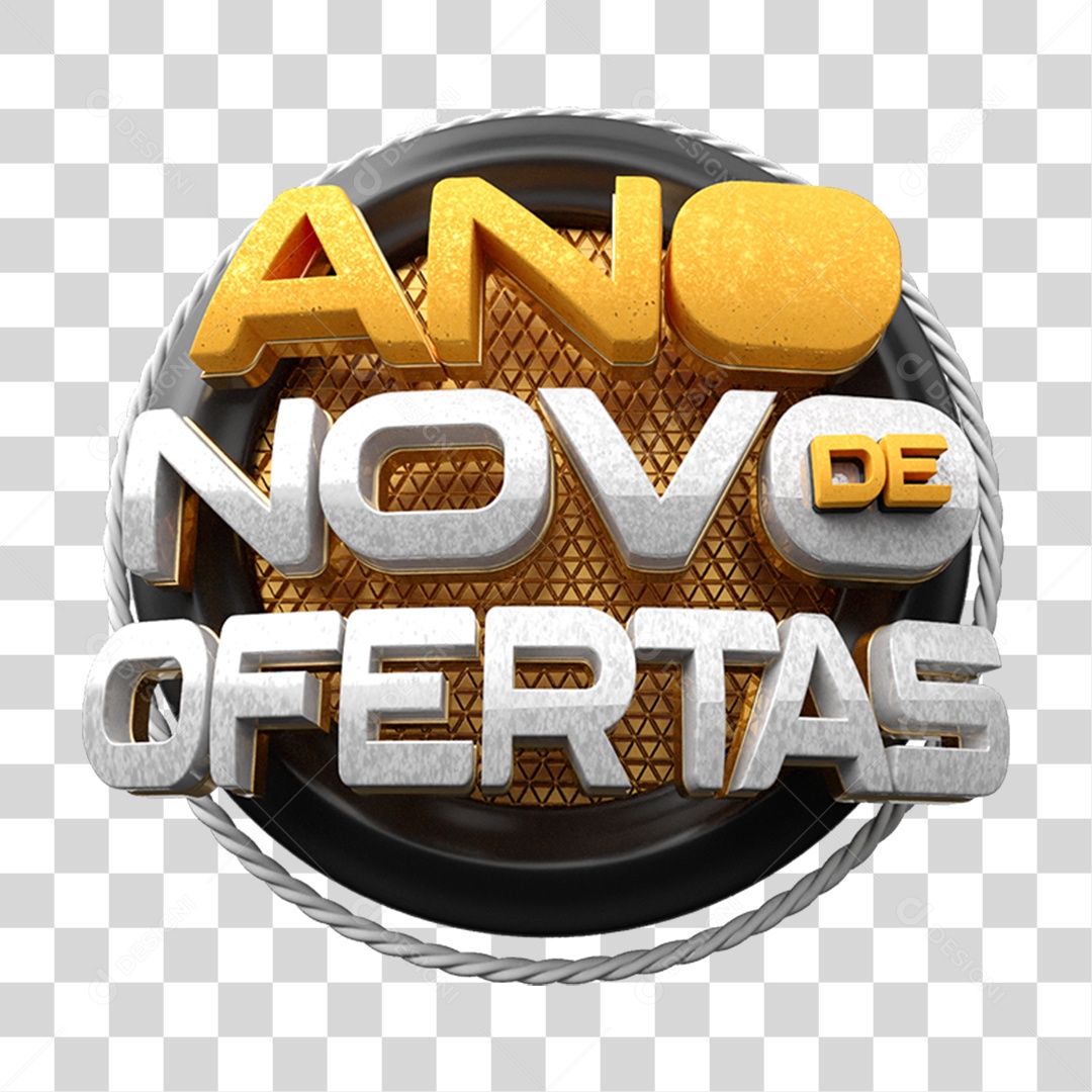 Selo 3D Ano Novo de Ofertas PNG Transparente
