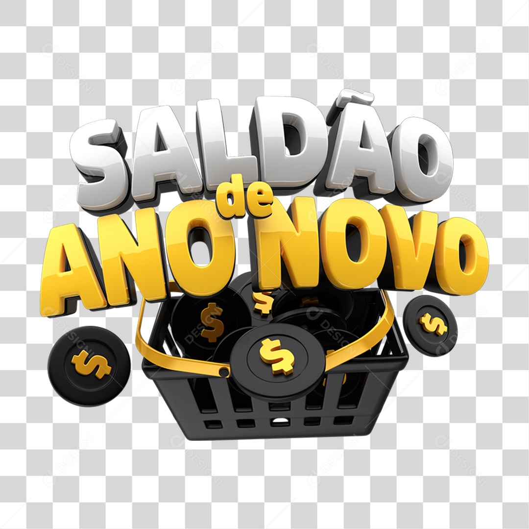 Selo 3D Saldão de Ano Novo PNG Transparente