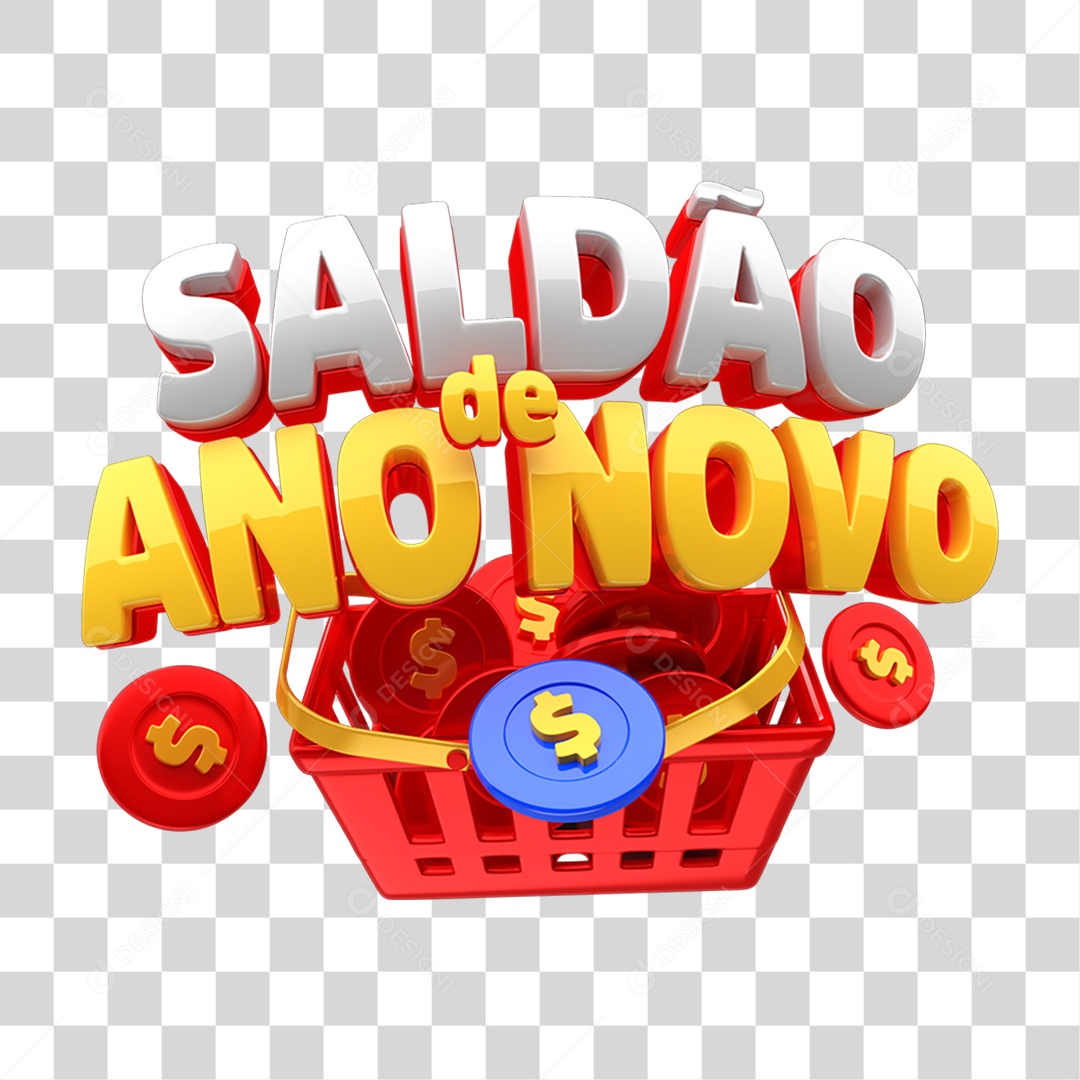Selo 3D Saldão de Ano Novo PNG Transparente