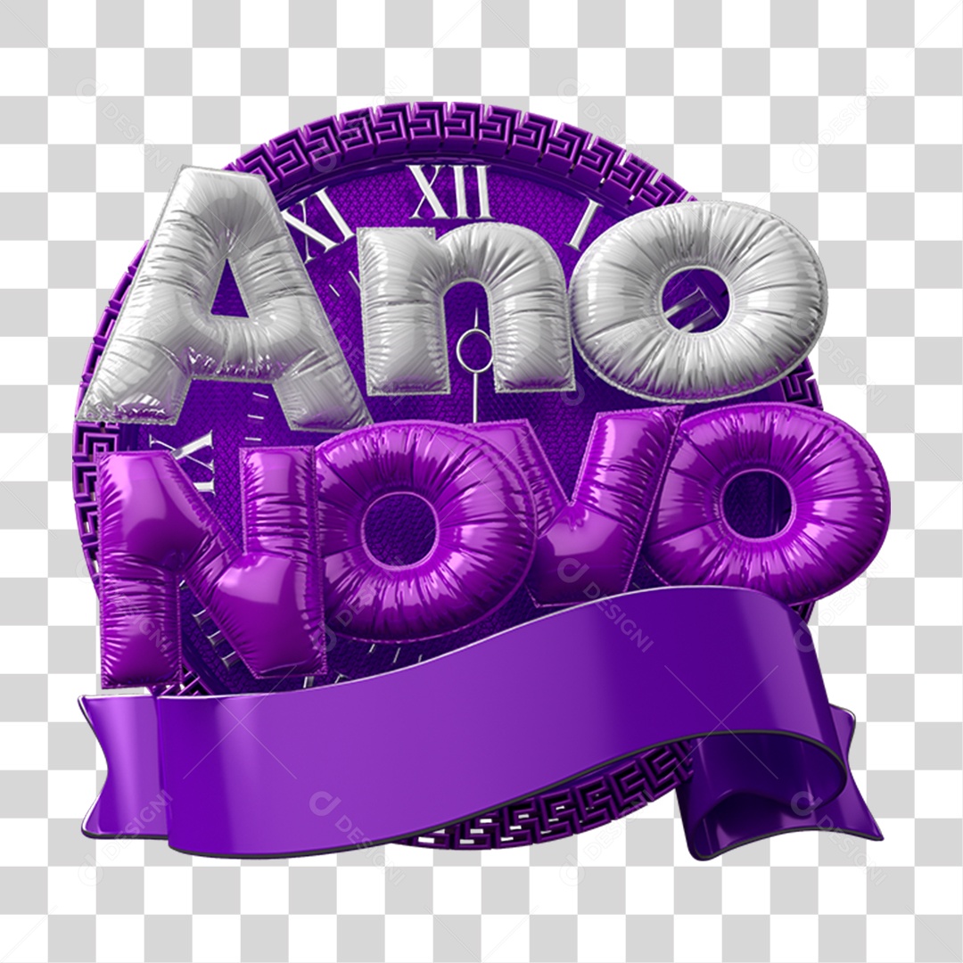 Selo 3D Ano Novo PNG Transparente