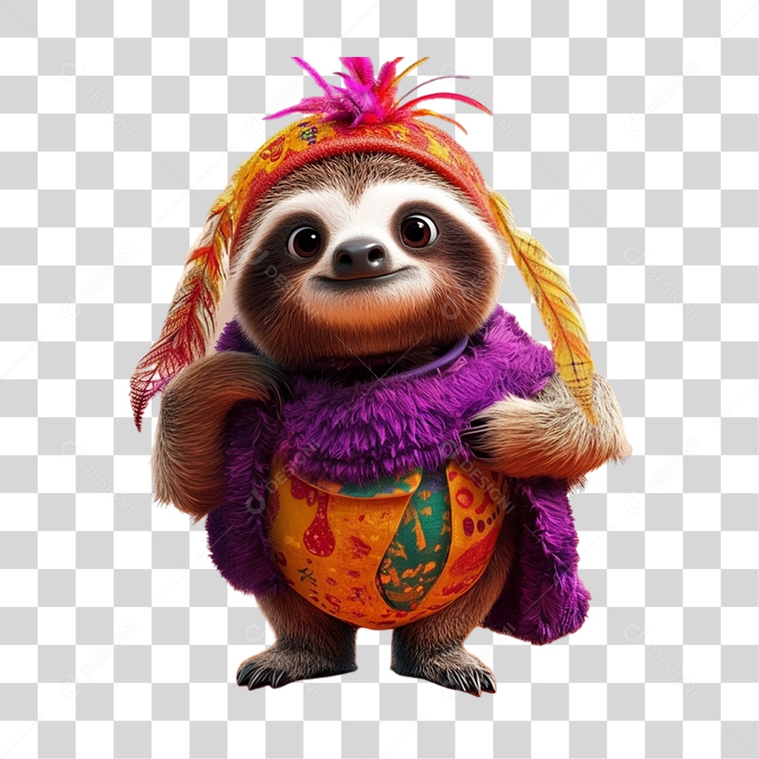 Mascote com Fantasia de Carnaval PNG Transparente