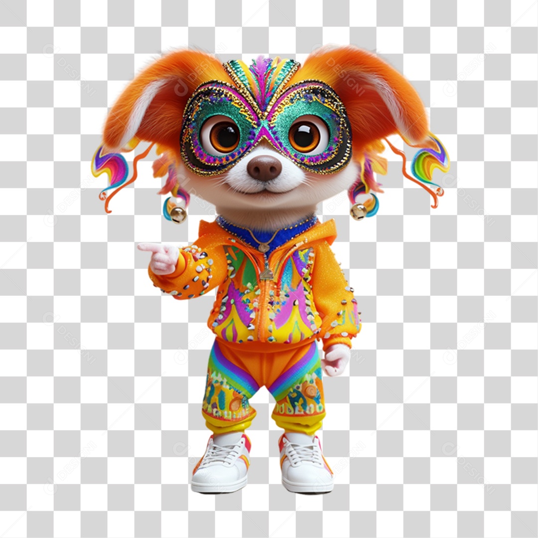 Mascote com Fantasia de Carnaval PNG Transparente