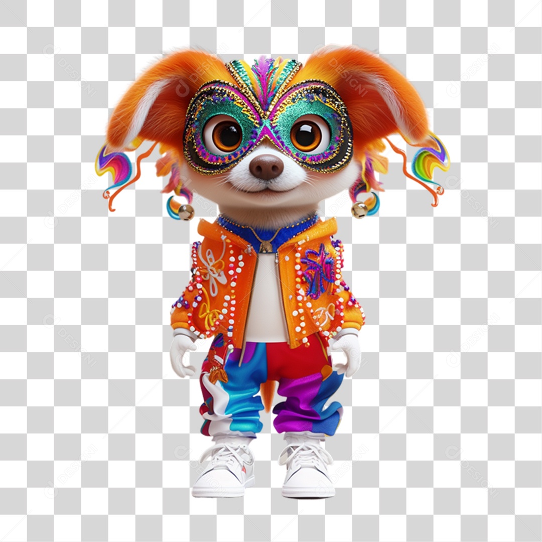 Mascote com Fantasia de Carnaval PNG Transparente