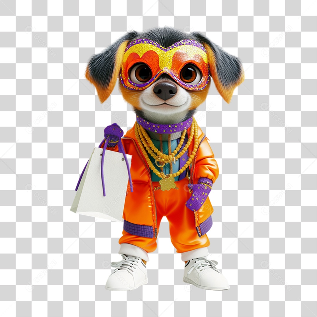 Mascote com Fantasia de Carnaval PNG Transparente