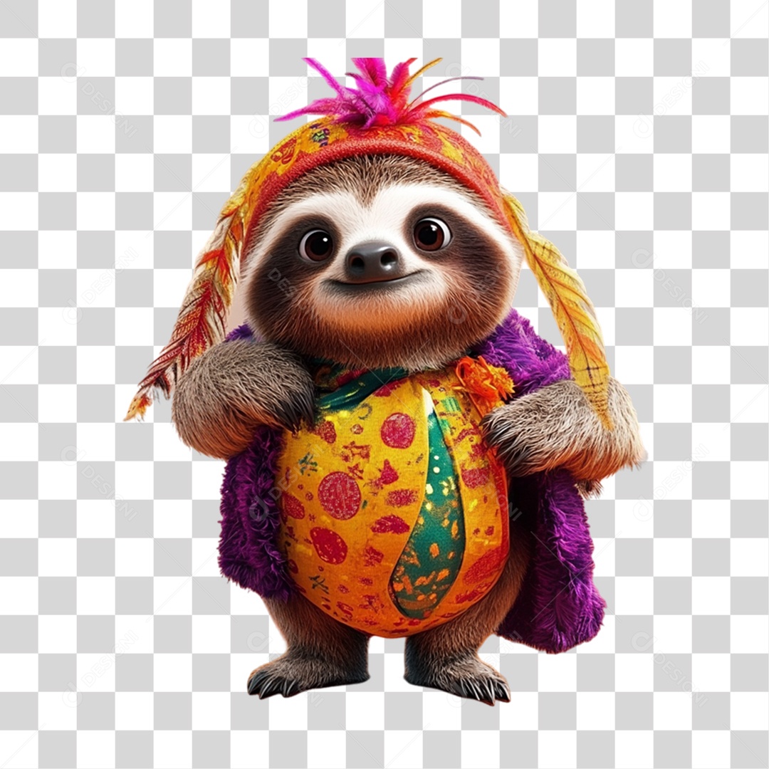 Mascote com Fantasia de Carnaval PNG Transparente