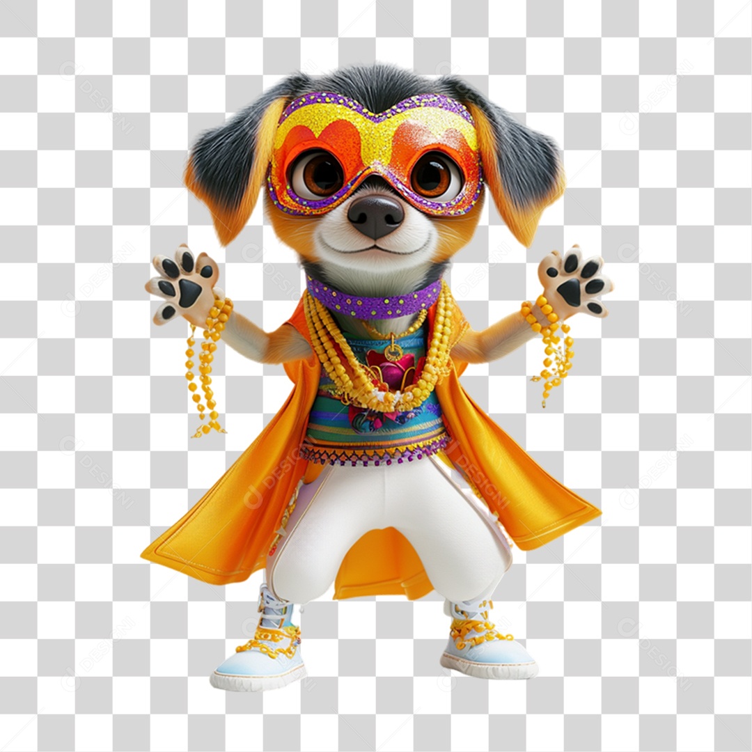 Mascote com Fantasia de Carnaval PNG Transparente