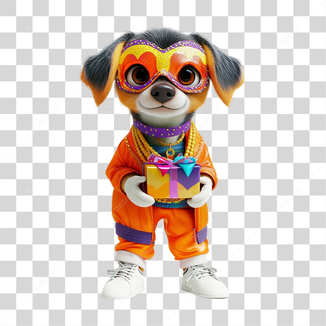 Mascote com Fantasia de Carnaval PNG Transparente