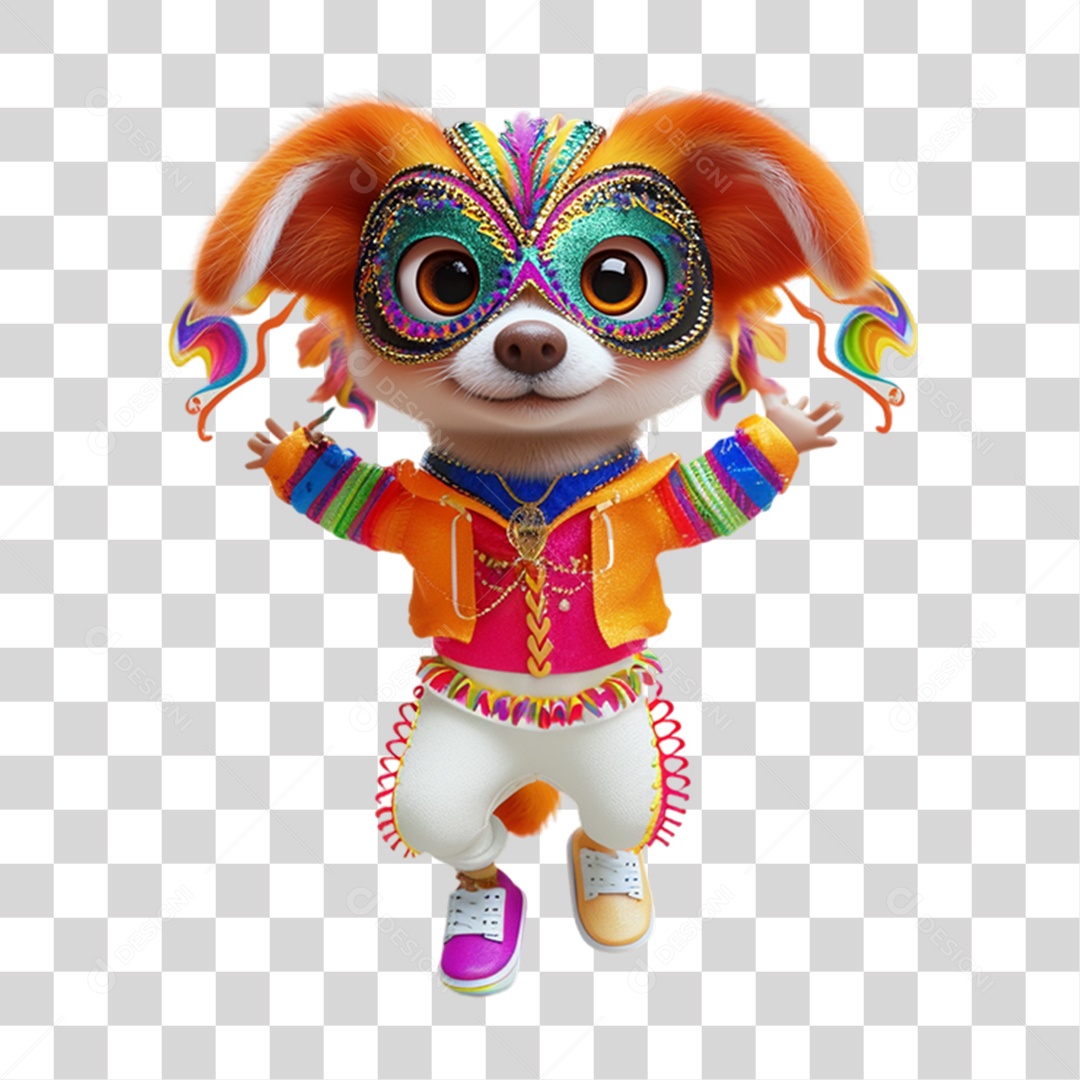 Mascote com Fantasia de Carnaval PNG Transparente