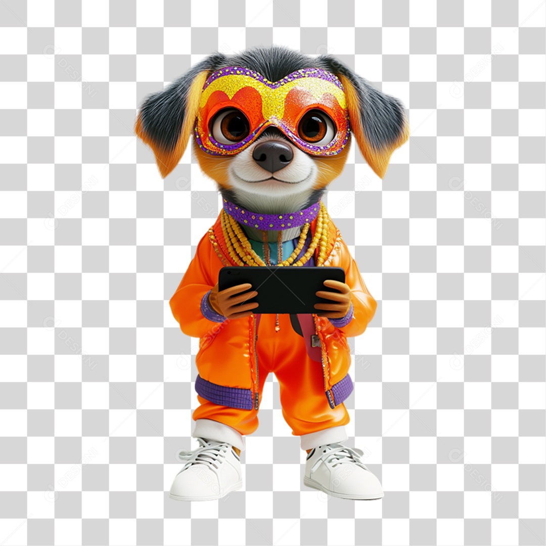 Mascote com Fantasia de Carnaval PNG Transparente