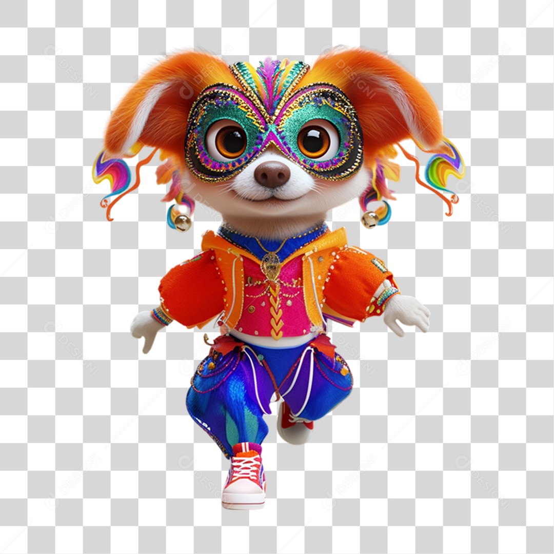 Mascote com Fantasia de Carnaval PNG Transparente