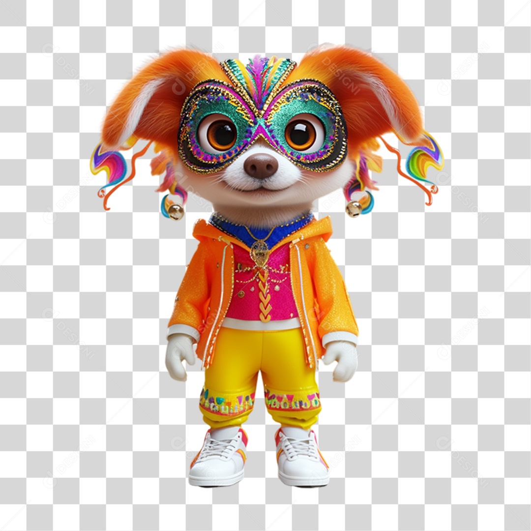 Mascote com Fantasia de Carnaval PNG Transparente