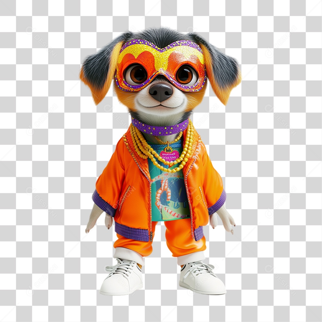 Mascote com Fantasia de Carnaval PNG Transparente